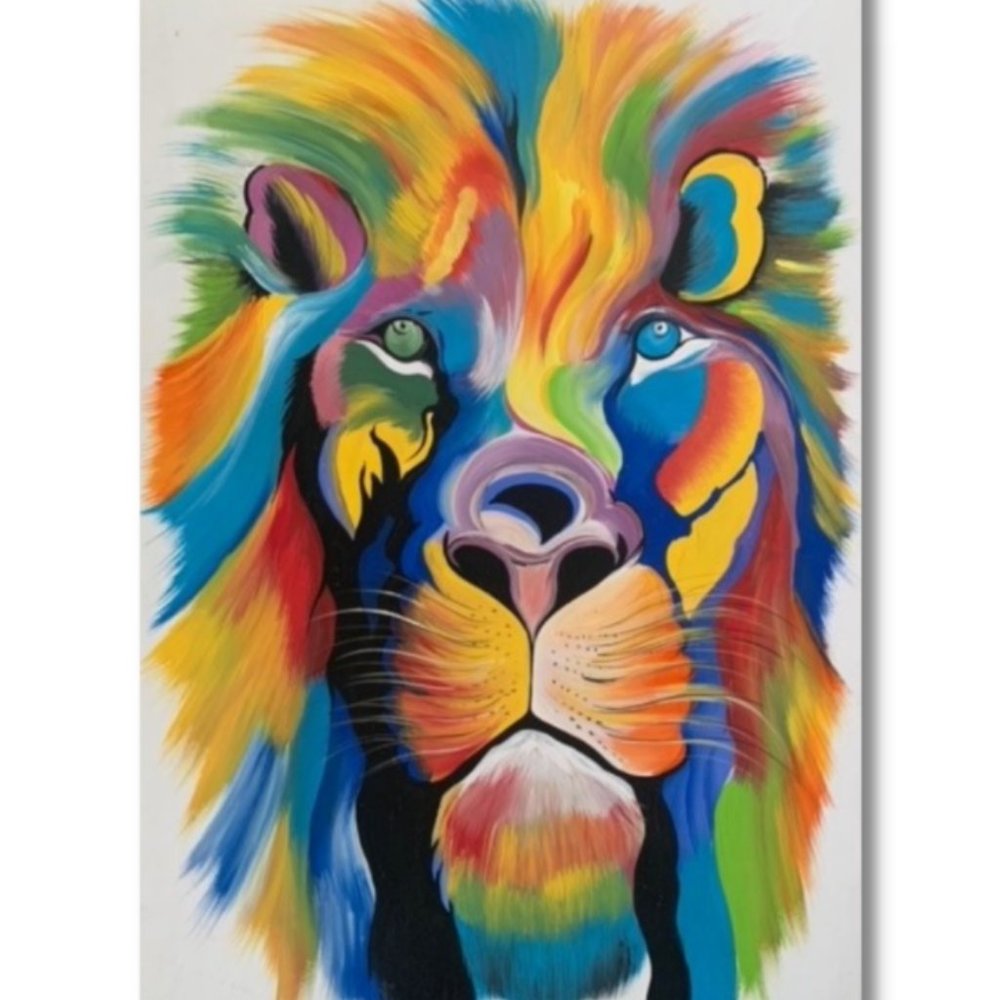 Lion Canvas Art Lion wall art Original Lion Head Painting Gallery Wall Set Large